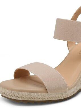 Womens Open Toe Espadrilles Dressy Platform Sandals Slip on Elastic Ankle Strap
